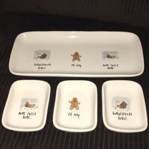 Rae Dunn Gingerbread Platter With Matching Trinket Plates ✨Rare✨